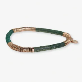 Grace Two Color Block Stretch Bracelet Emerald and Gold