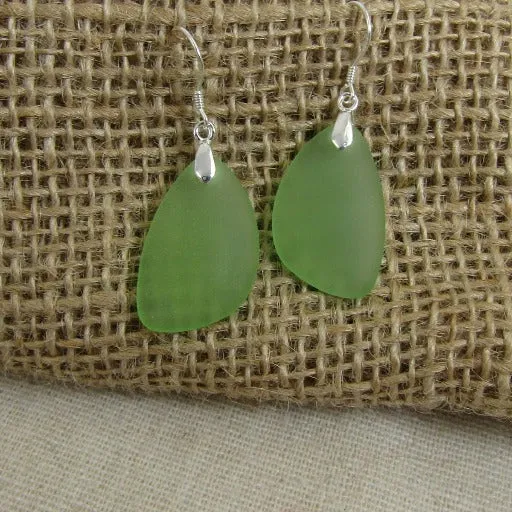 Green Sea Glass Earrings Classic