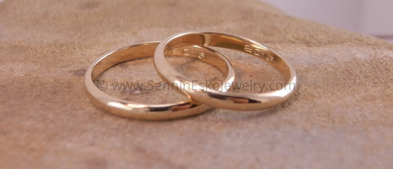 Half Round 14kt Yellow Gold 2.5x1.2mm Band - Glossy Finish