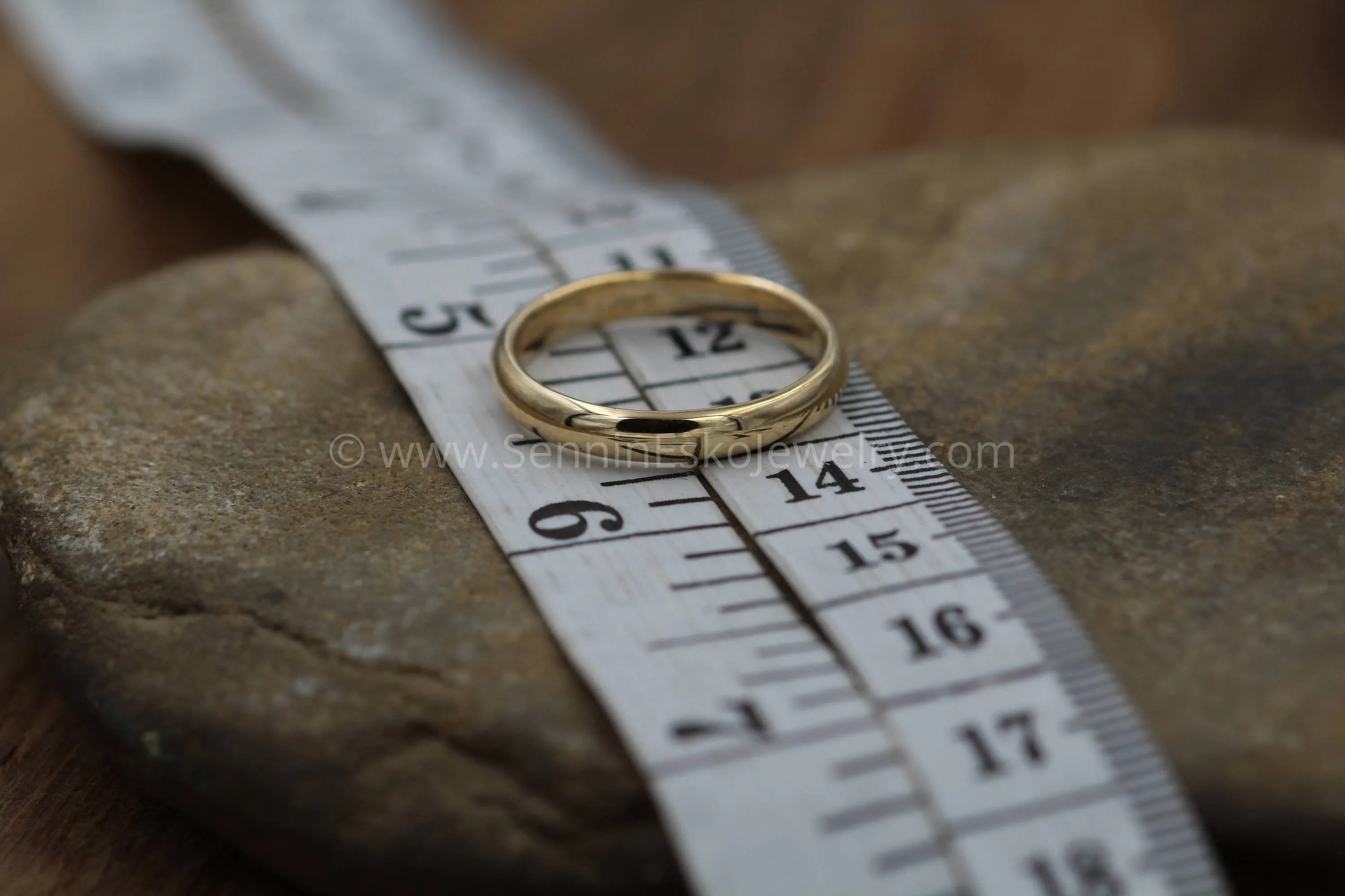 Half Round 3x1.5mm 14kt Yellow Gold Band - Glossy Finish