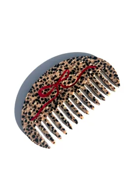 Hand-painted Leopard Bow Gua Sha Treatment Hair Comb | Eco-Friendly