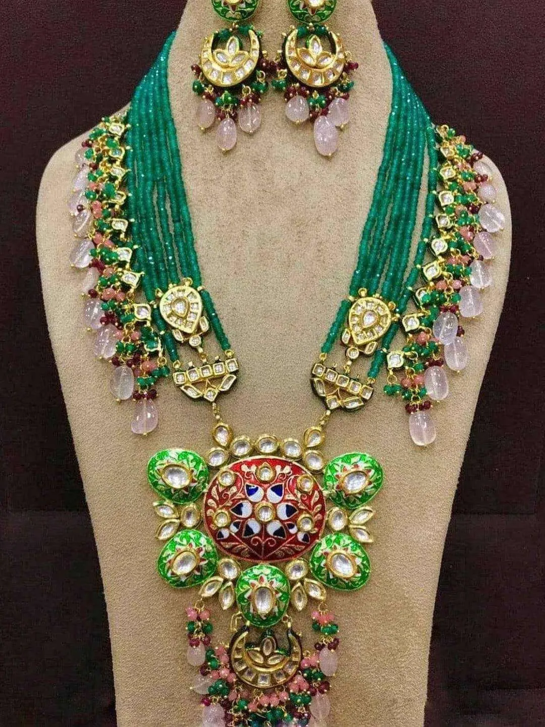 Handpainted Kundan Pendant Necklace