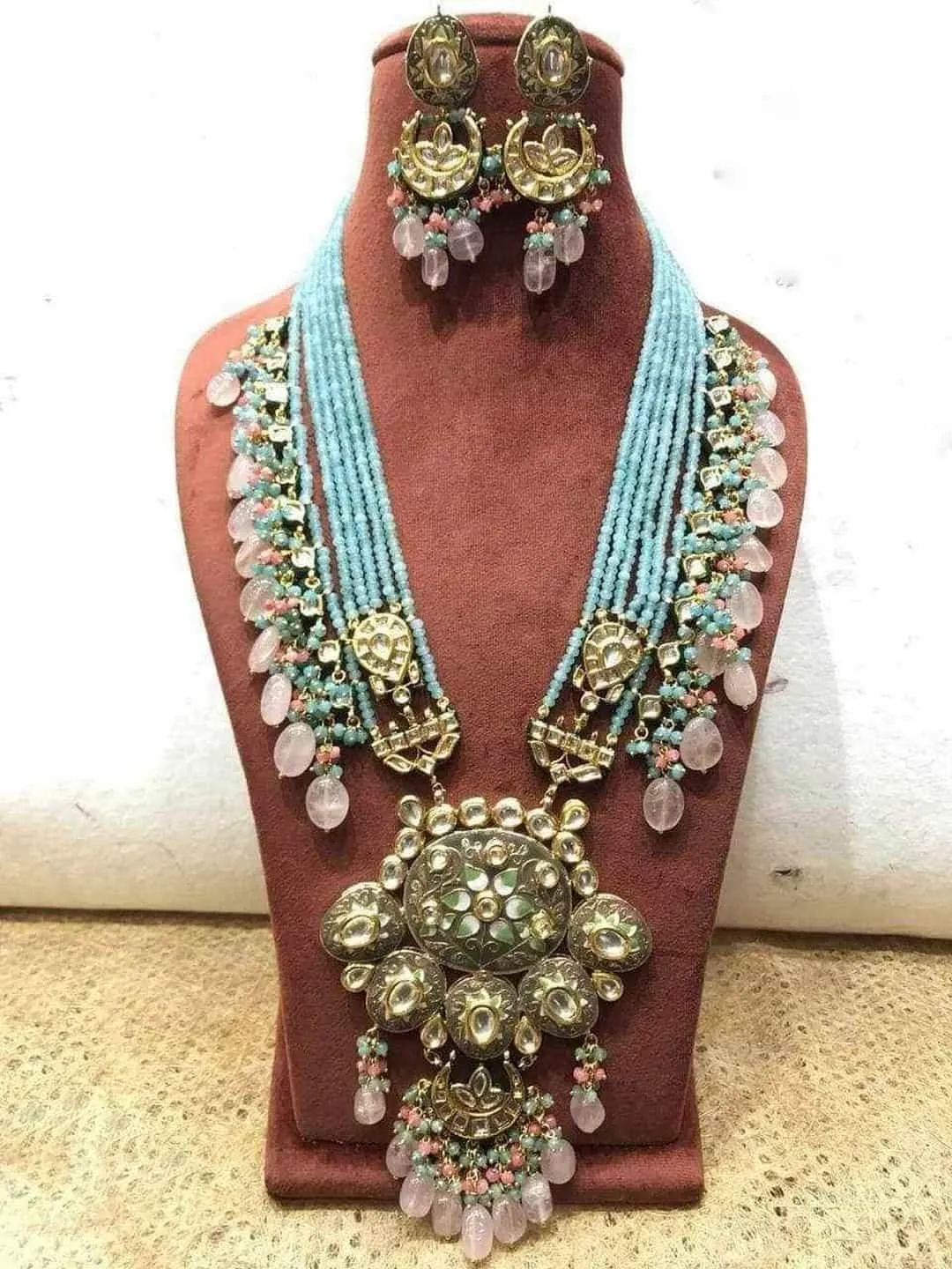 Handpainted Kundan Pendant Necklace