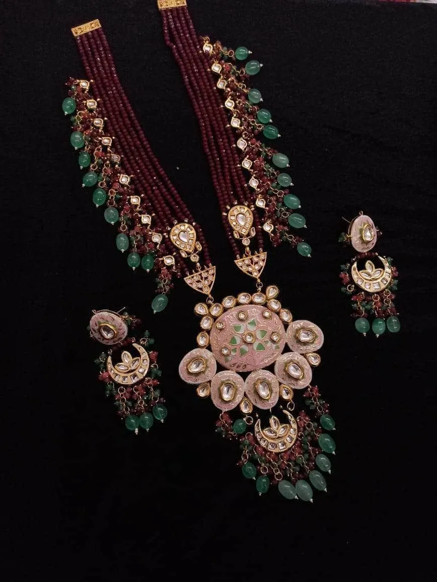 Handpainted Kundan Pendant Necklace