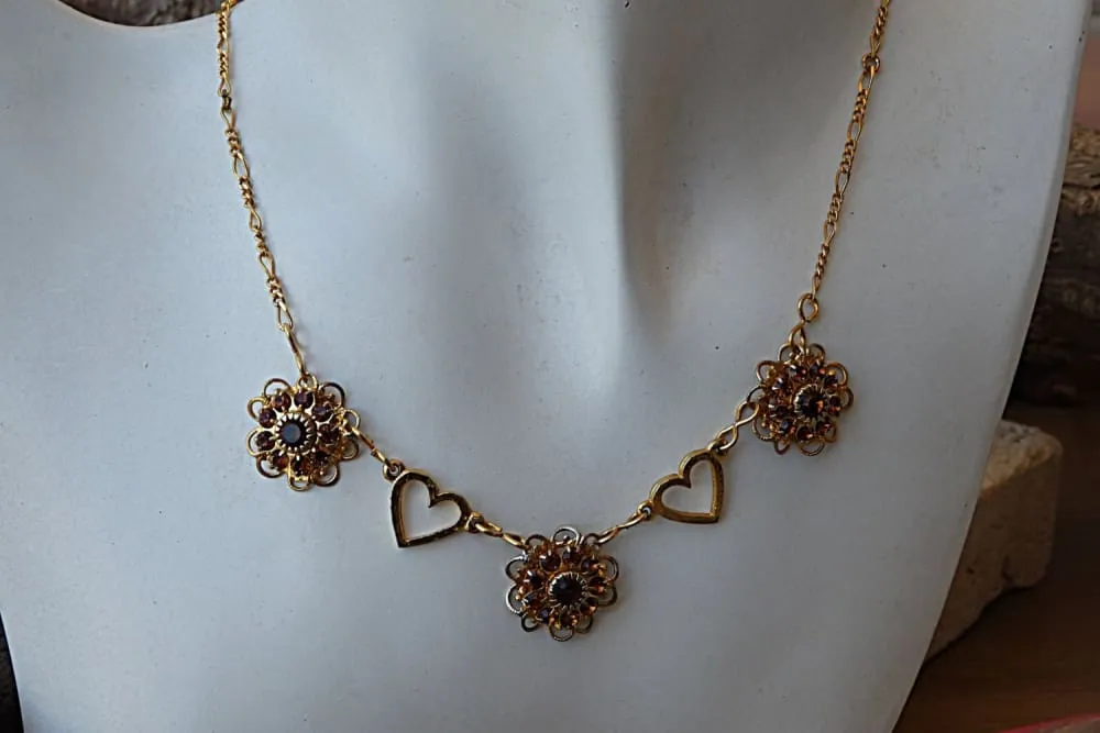 Heart and Flowers Necklace