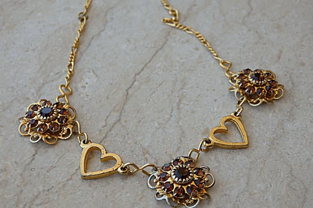 Heart and Flowers Necklace