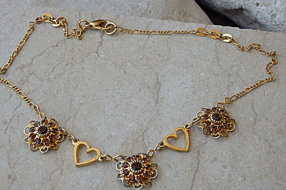 Heart and Flowers Necklace