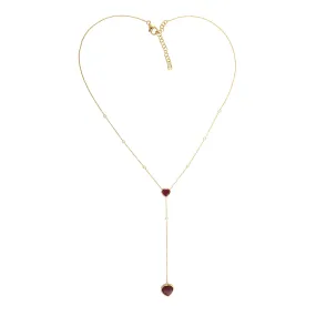 Heart Bezel Set Ruby Natural Diamond 18K Yellow Gold Princess Necklace Jewelry For Wedding