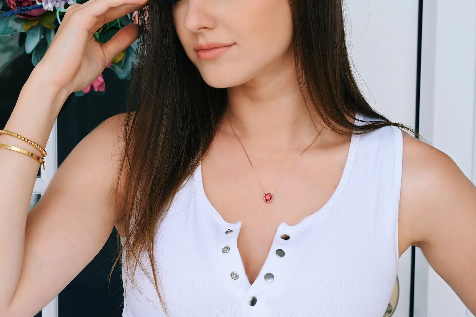 Heart Ruby Necklace- 14K Rose Gold Vermeil