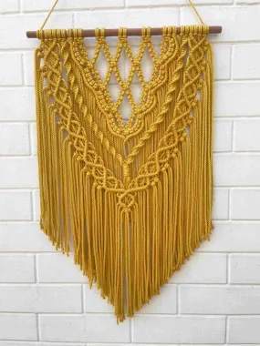 Honey Comb Yellow Macrame Cotton Wall Art