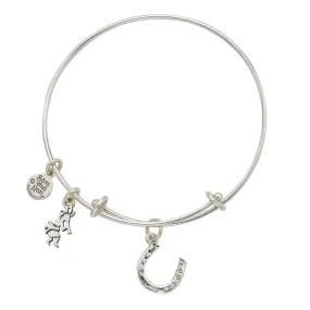 Horse Shoe Charm Bangle Bracelet