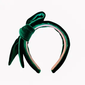 Hunter Green Velvet Side Bow  Headband