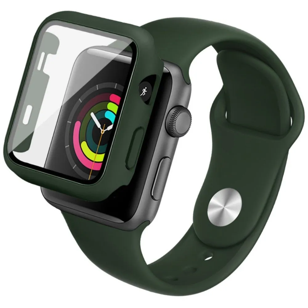 IMAK Apple Watch Series 3/2/1 38mm silicone cover with watch strap   tempered glass - Dark Green