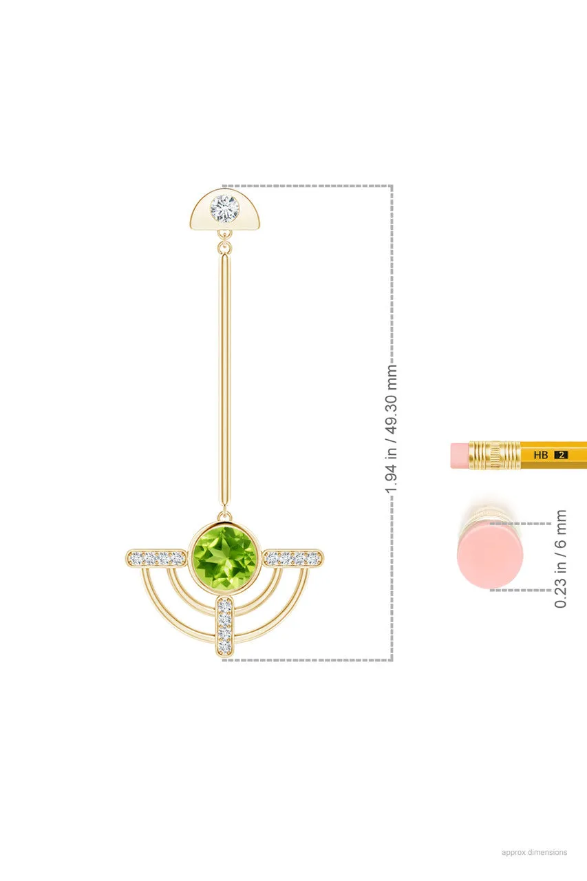 Infinity Half Concentric 14K Gold and Peridot Dangle Earrings