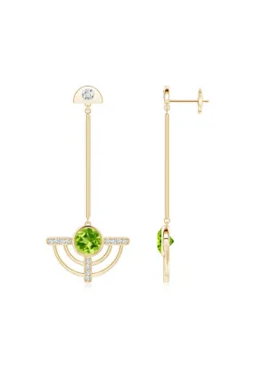 Infinity Half Concentric 14K Gold and Peridot Dangle Earrings