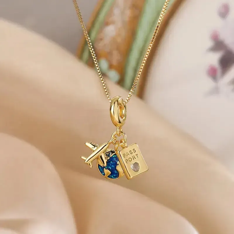 Jet Setter 18K Gold Plated Pendant Charm Necklace