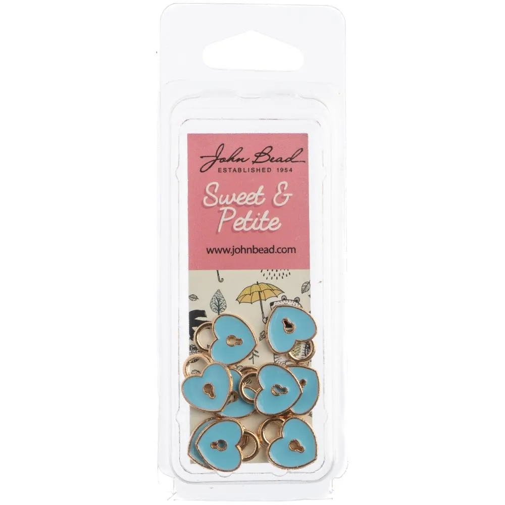 John Bead Sweet & Petite Charms - Heart Locket Light Blue, 11x13mm 10 pack*