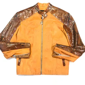 Kashani Honey Comb Python Leather Biker Jacket