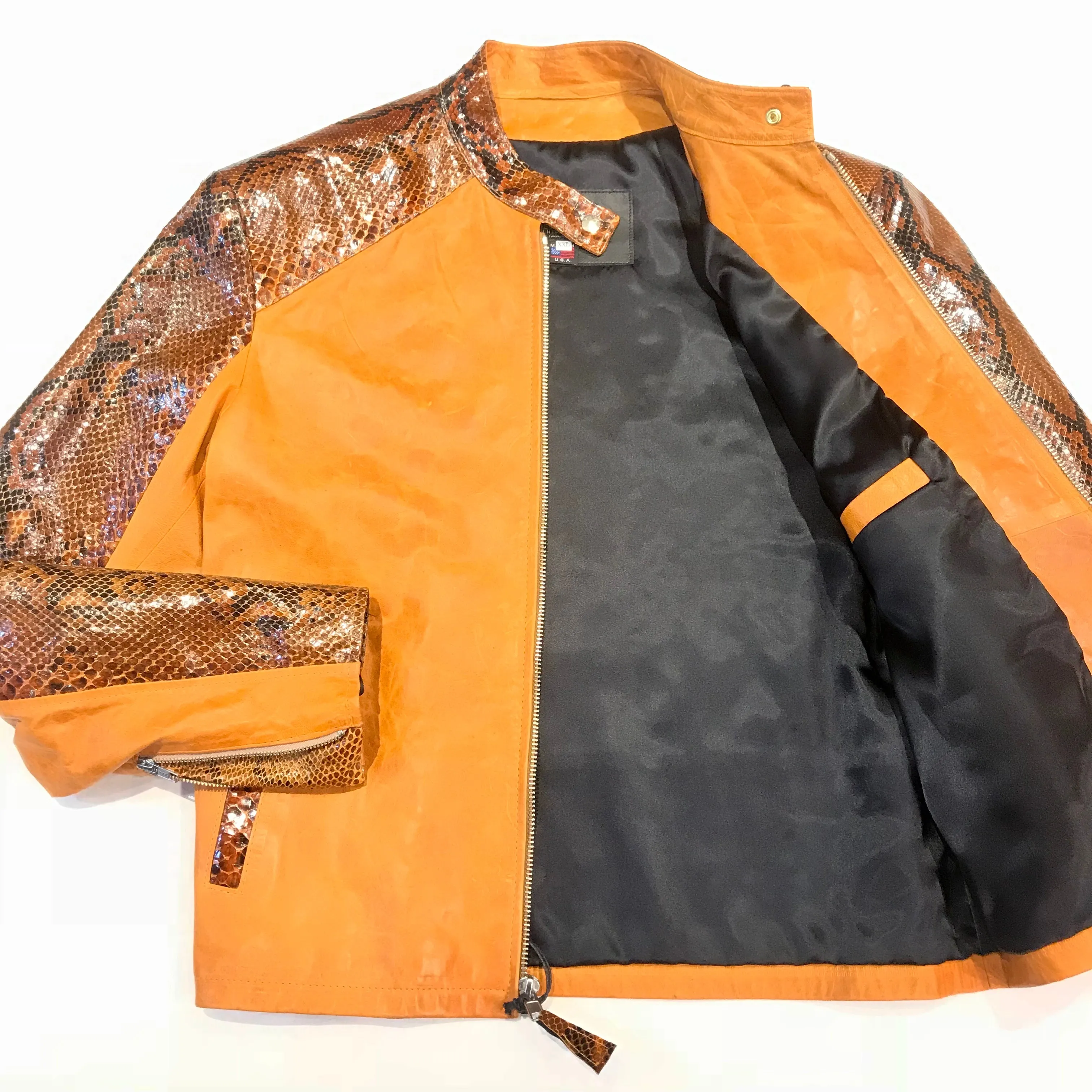 Kashani Honey Comb Python Leather Biker Jacket