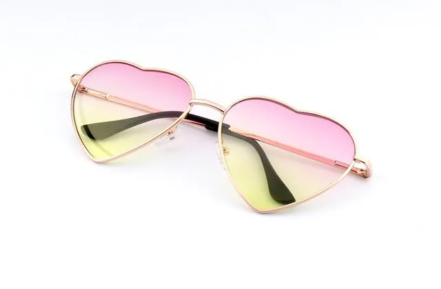 KEHU Heart Shaped Sunglasses Women Metal Frame Reflective Lens Sun protection Sunglasses Men Mirror De Sol Fashion k9073