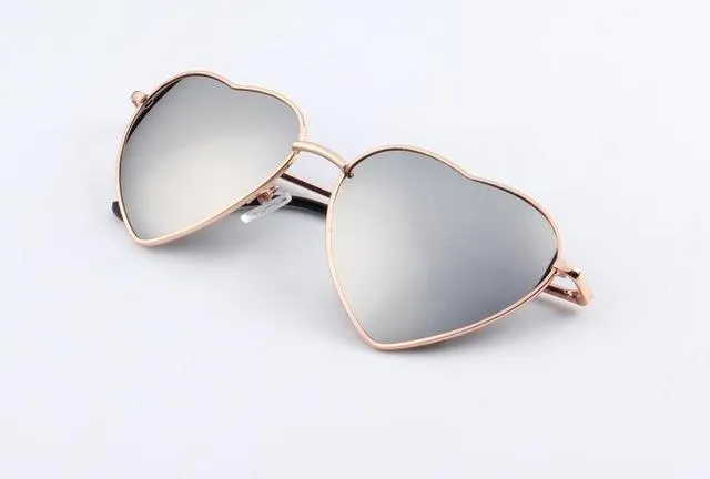 KEHU Heart Shaped Sunglasses Women Metal Frame Reflective Lens Sun protection Sunglasses Men Mirror De Sol Fashion k9073