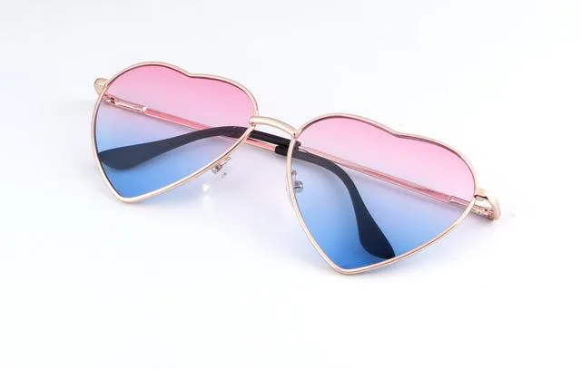 KEHU Heart Shaped Sunglasses Women Metal Frame Reflective Lens Sun protection Sunglasses Men Mirror De Sol Fashion k9073