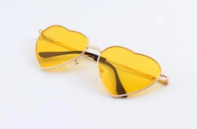 KEHU Heart Shaped Sunglasses Women Metal Frame Reflective Lens Sun protection Sunglasses Men Mirror De Sol Fashion k9073