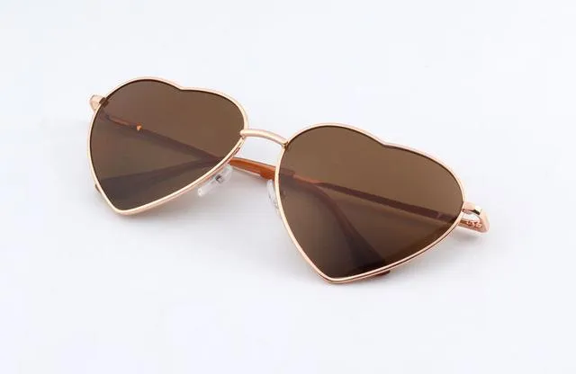 KEHU Heart Shaped Sunglasses Women Metal Frame Reflective Lens Sun protection Sunglasses Men Mirror De Sol Fashion k9073