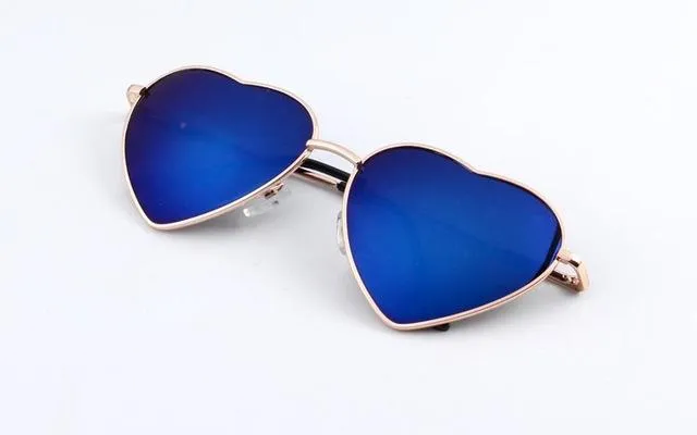 KEHU Heart Shaped Sunglasses Women Metal Frame Reflective Lens Sun protection Sunglasses Men Mirror De Sol Fashion k9073