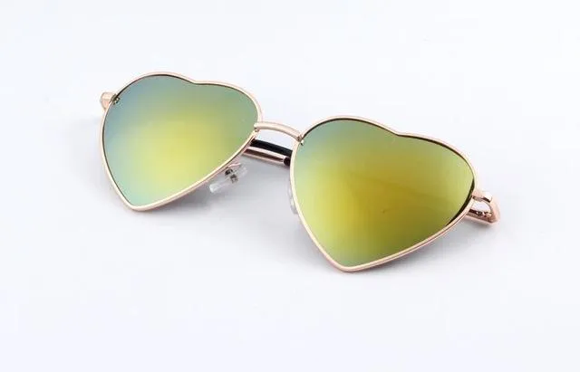 KEHU Heart Shaped Sunglasses Women Metal Frame Reflective Lens Sun protection Sunglasses Men Mirror De Sol Fashion k9073