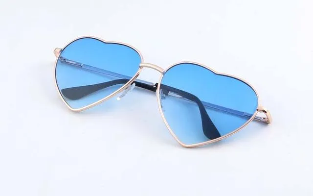 KEHU Heart Shaped Sunglasses Women Metal Frame Reflective Lens Sun protection Sunglasses Men Mirror De Sol Fashion k9073