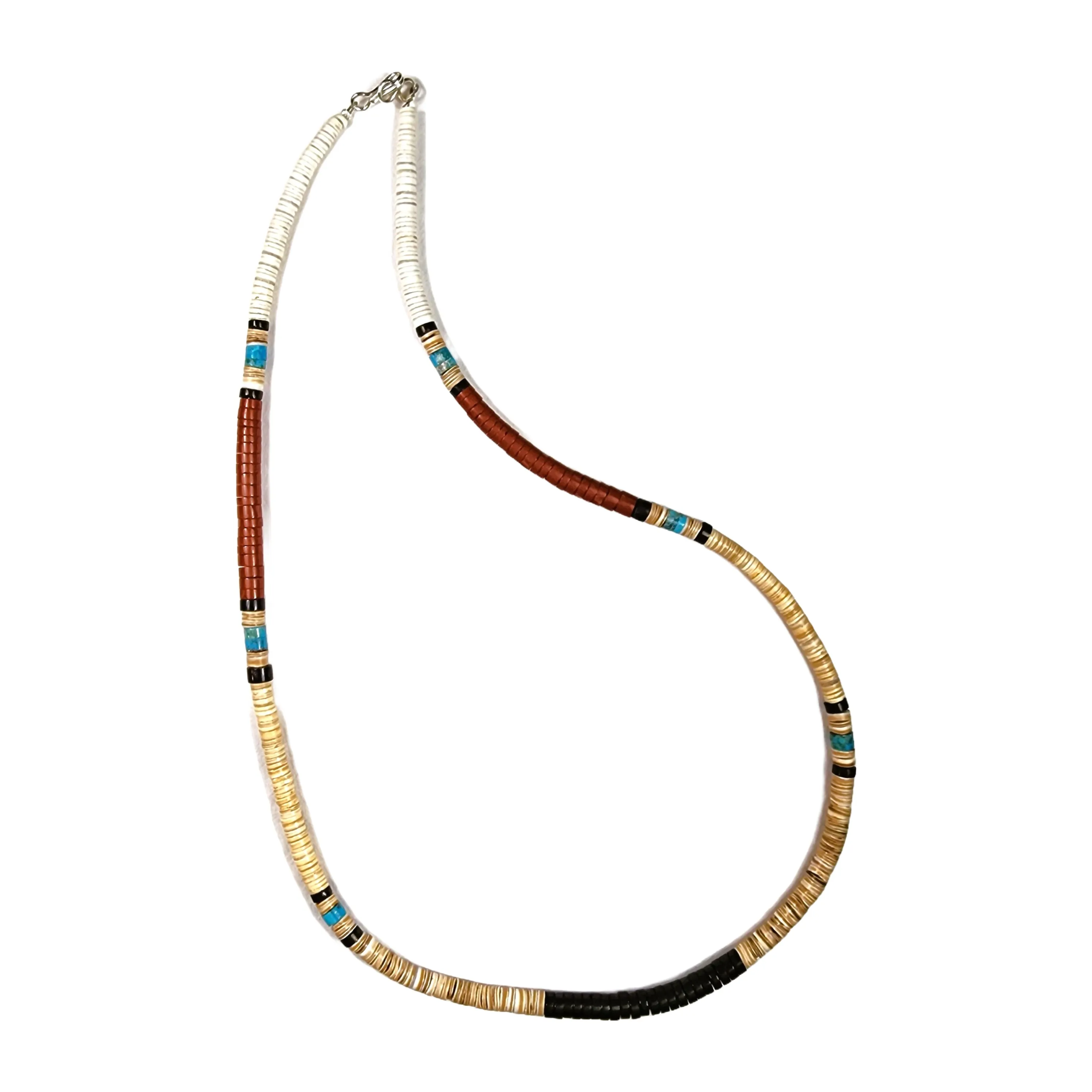 Kewa Pueblo Hand-rolled Necklace - 24" Long