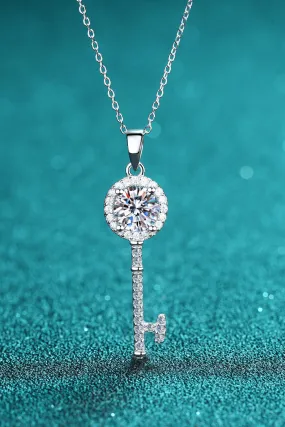 Key Pendant Necklace   0.5 carat Moissanite Women's Fine Jewelry