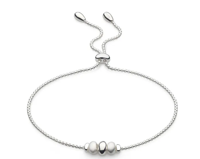 Kit Heath Sterling Silver Rhodium Plated Pebble Sand Toggle Bolo Bracelet (SI6834)