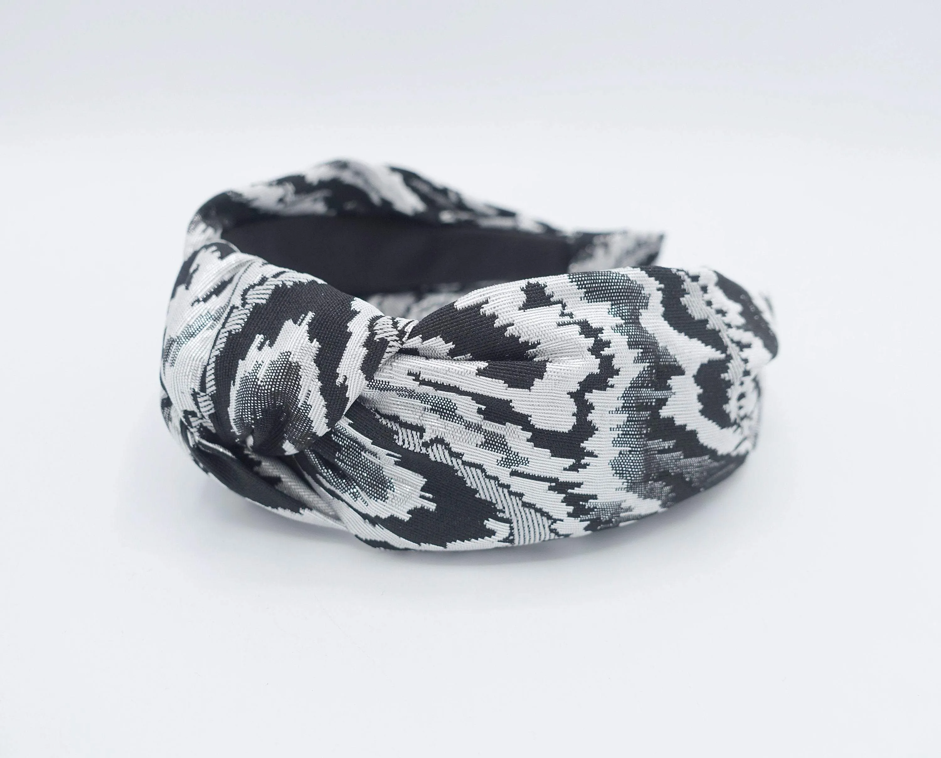 knot headband, lame embroidered headband, top knot wave hairband for women