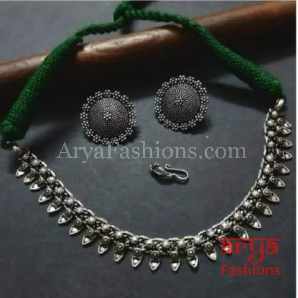 Kolhapuri Oxidized Silver Necklace set