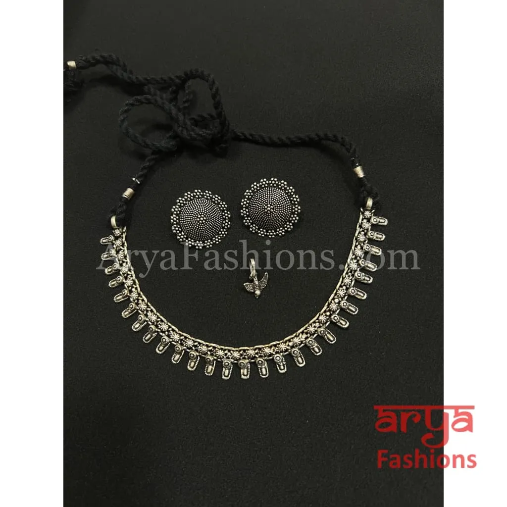 Kolhapuri Oxidized Silver Necklace set