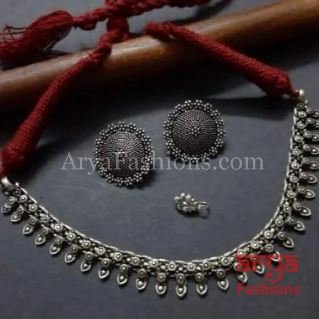 Kolhapuri Oxidized Silver Necklace set