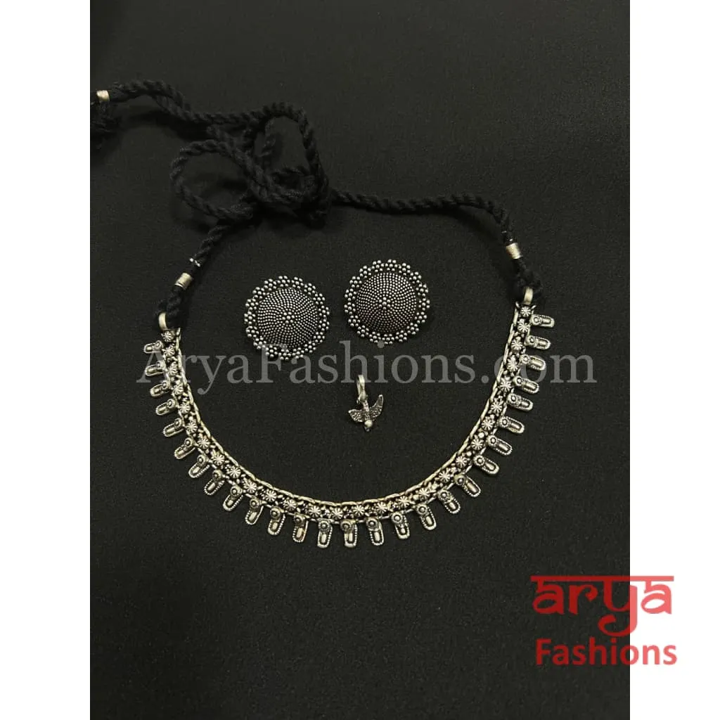 Kolhapuri Oxidized Silver Necklace set