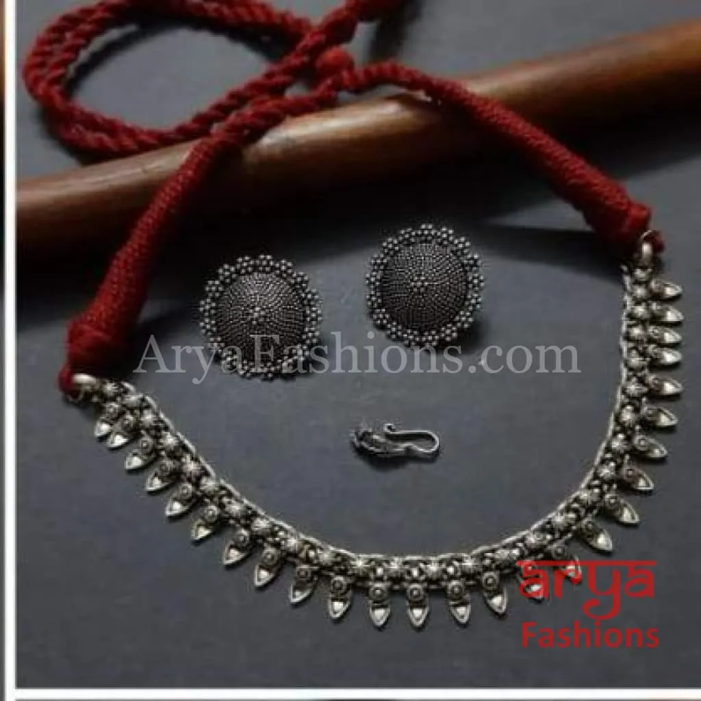 Kolhapuri Oxidized Silver Necklace set