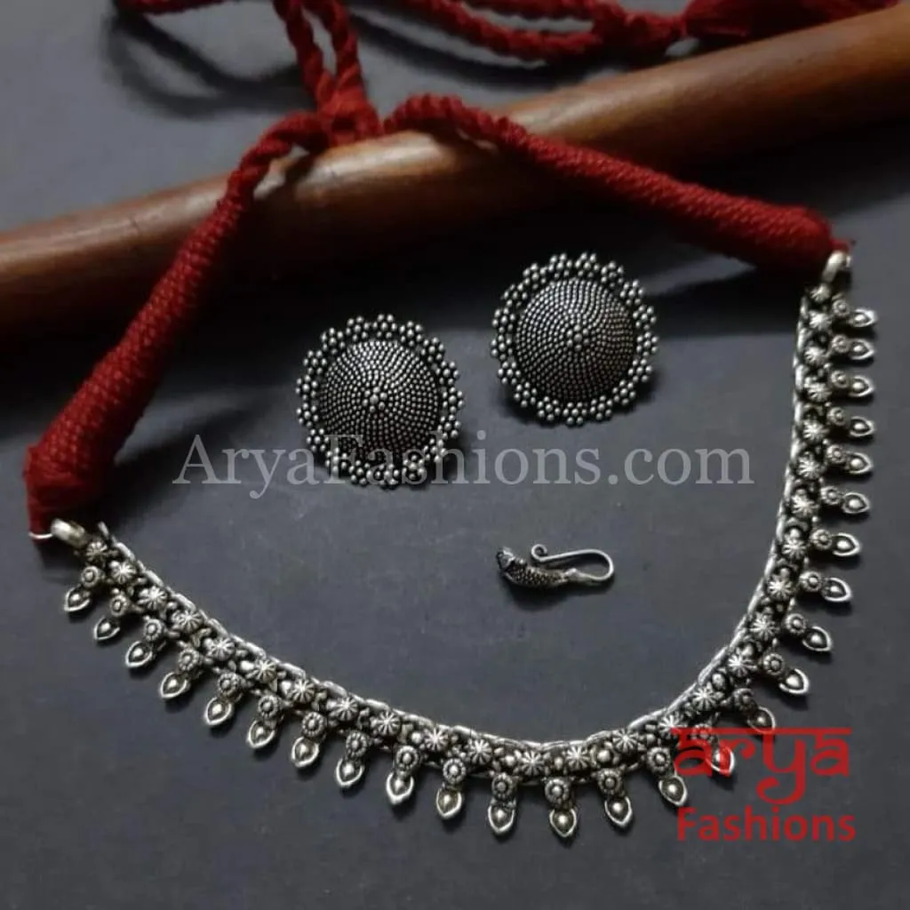 Kolhapuri Oxidized Silver Necklace set