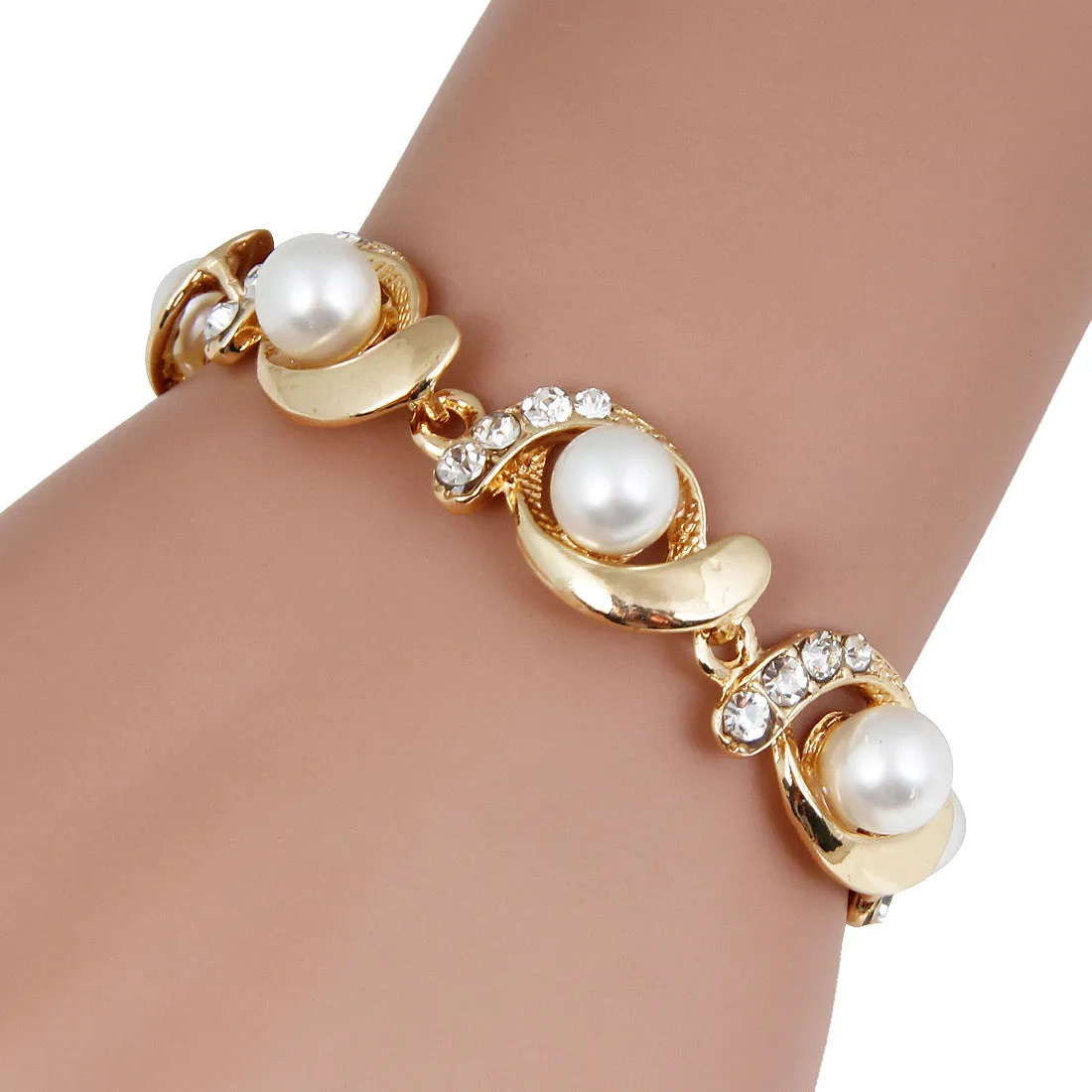 Korean Style Fashion Gold Plated Silver Plated  Pearl Alloy Bracelet