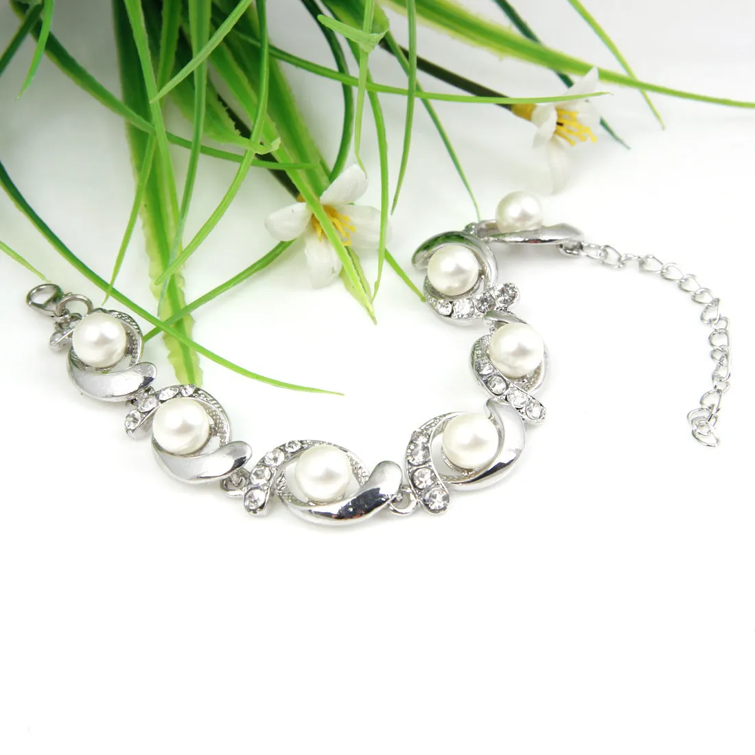 Korean Style Fashion Gold Plated Silver Plated  Pearl Alloy Bracelet