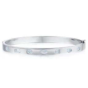 Kwiat 18K White Gold Fancy Shape Diamond Slim Bangle Bracelet