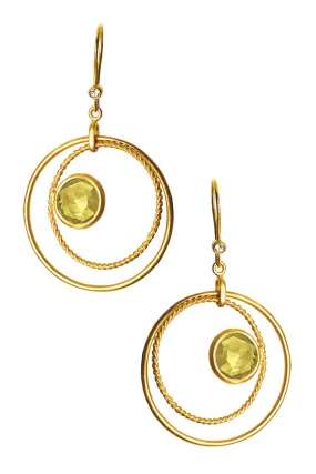 Léa Gold Plated Peridot Brazilian Circle Drop Earrings