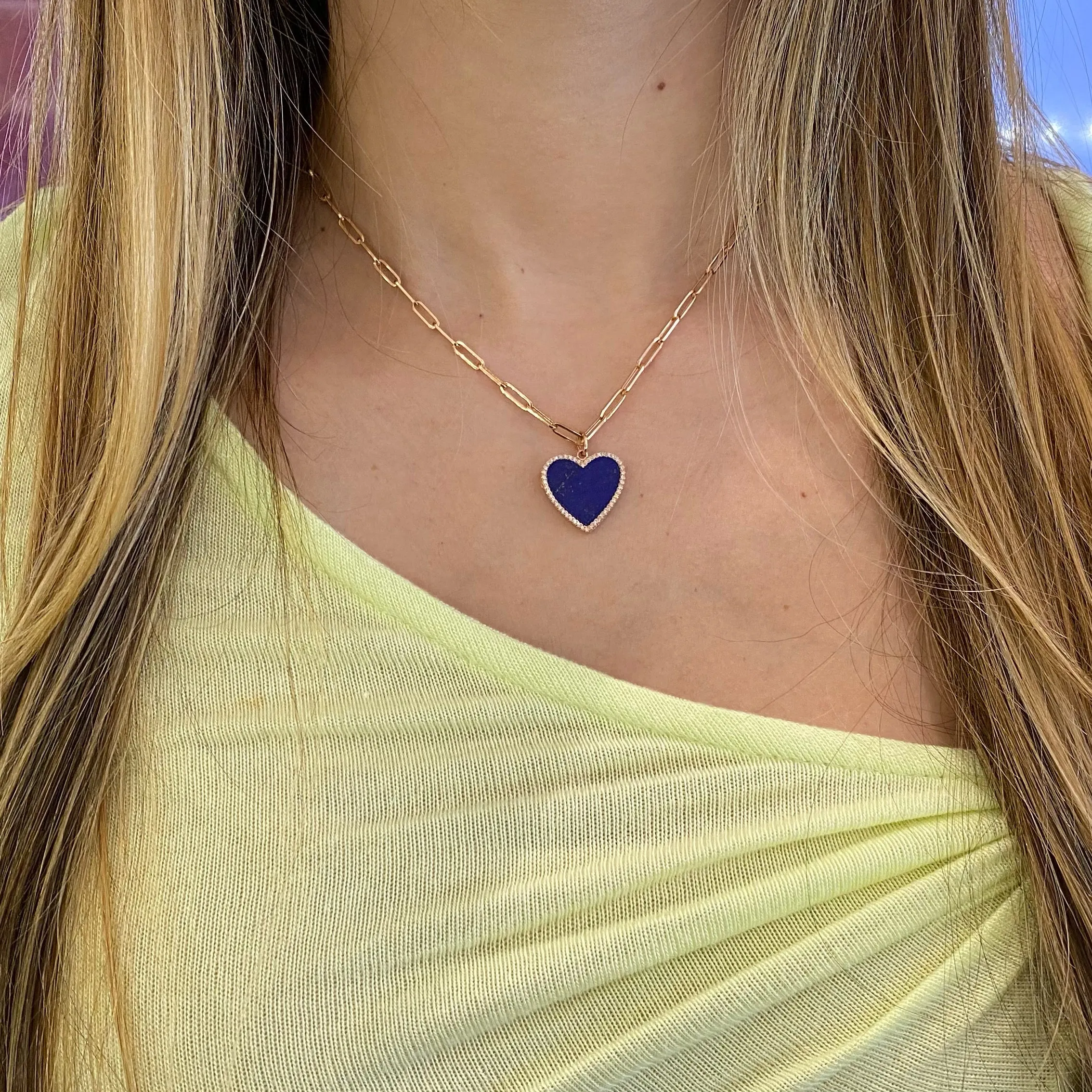 Lapis & Diamond Heart Locket