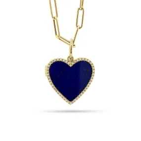 Lapis & Diamond Heart Locket