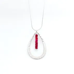 Large Hammered Leaf Ruby Necklace