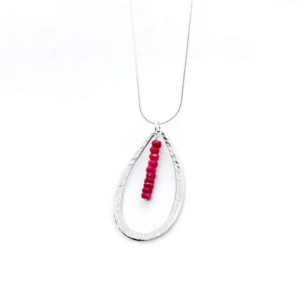 Large Hammered Leaf Ruby Necklace