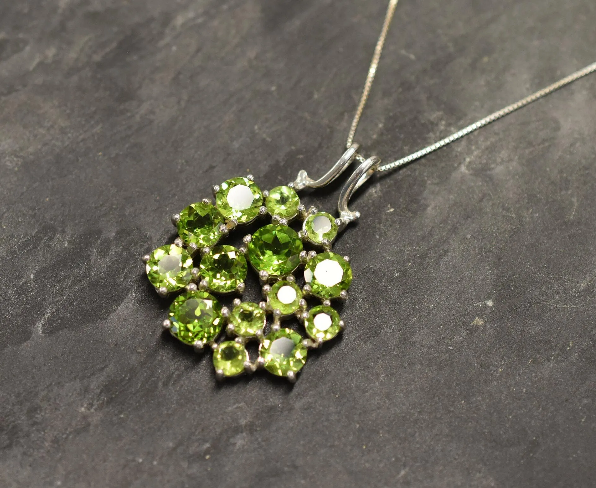 Large Peridot Pendant - Green Flower Necklace - Peridot Statement Necklace